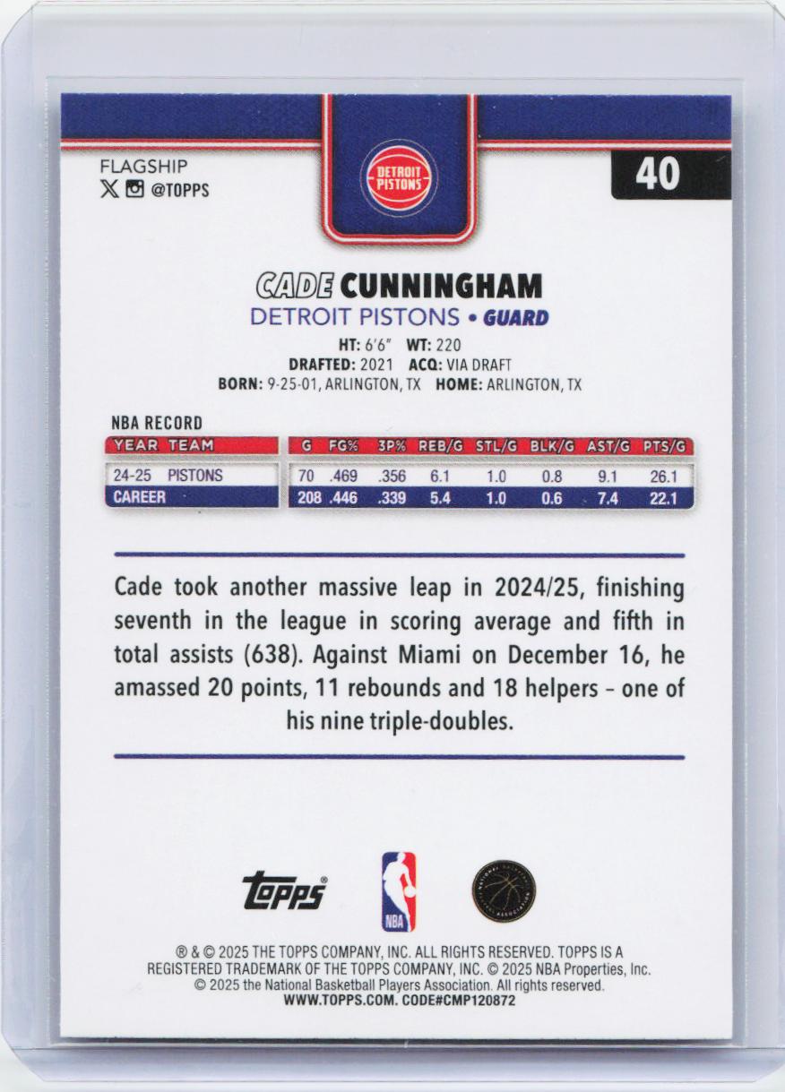 2025-26 Topps #40 Cade Cunningham