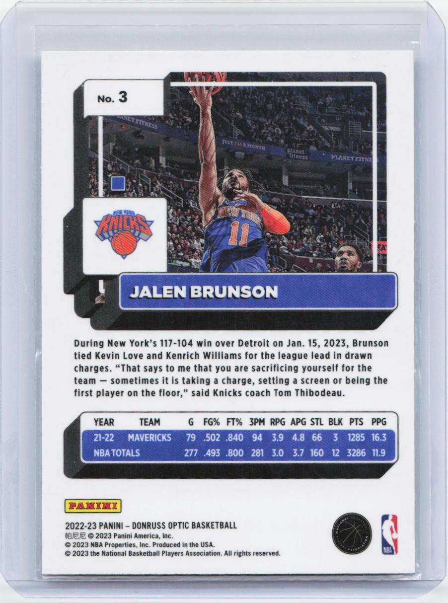 2022-23 Donruss Optic #3 Jalen Brunson