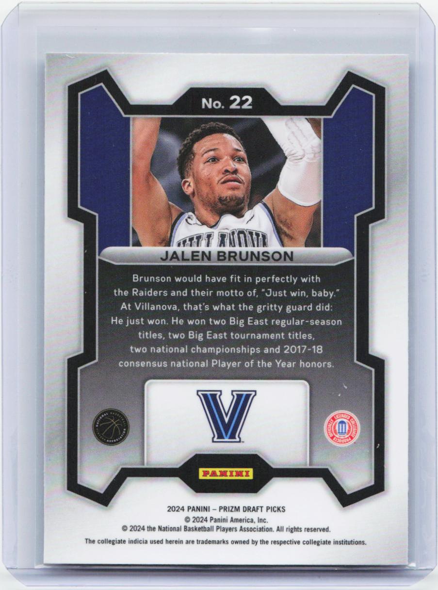 2024 Panini Prizm Draft Picks #22 Jalen Brunson