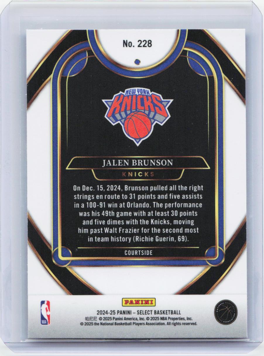 2024-25 Panini Select #228 Jalen Brunson Blue (Retail)