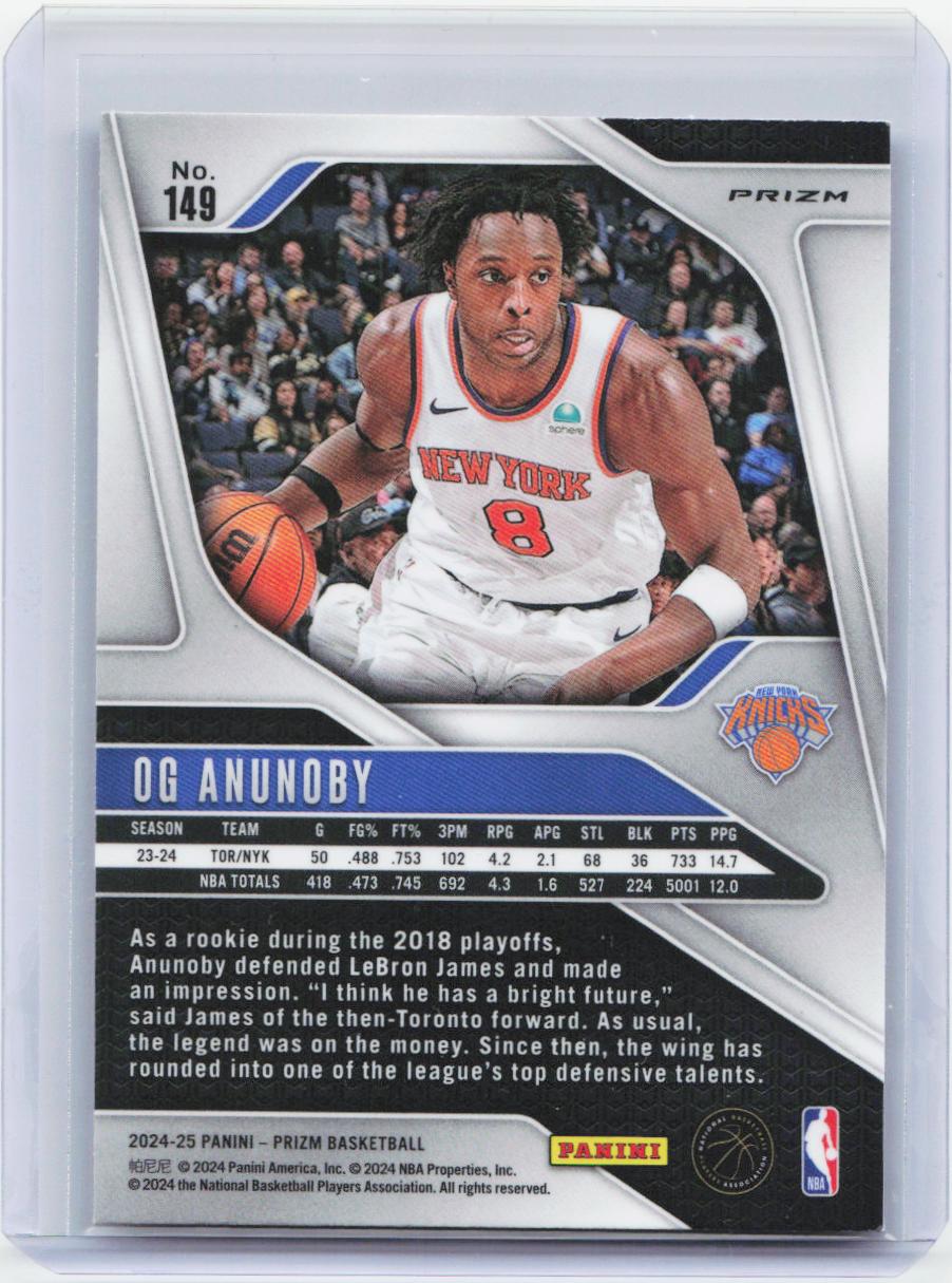 2024-25 Panini Prizm #149 OG Anunoby Prizms Silver