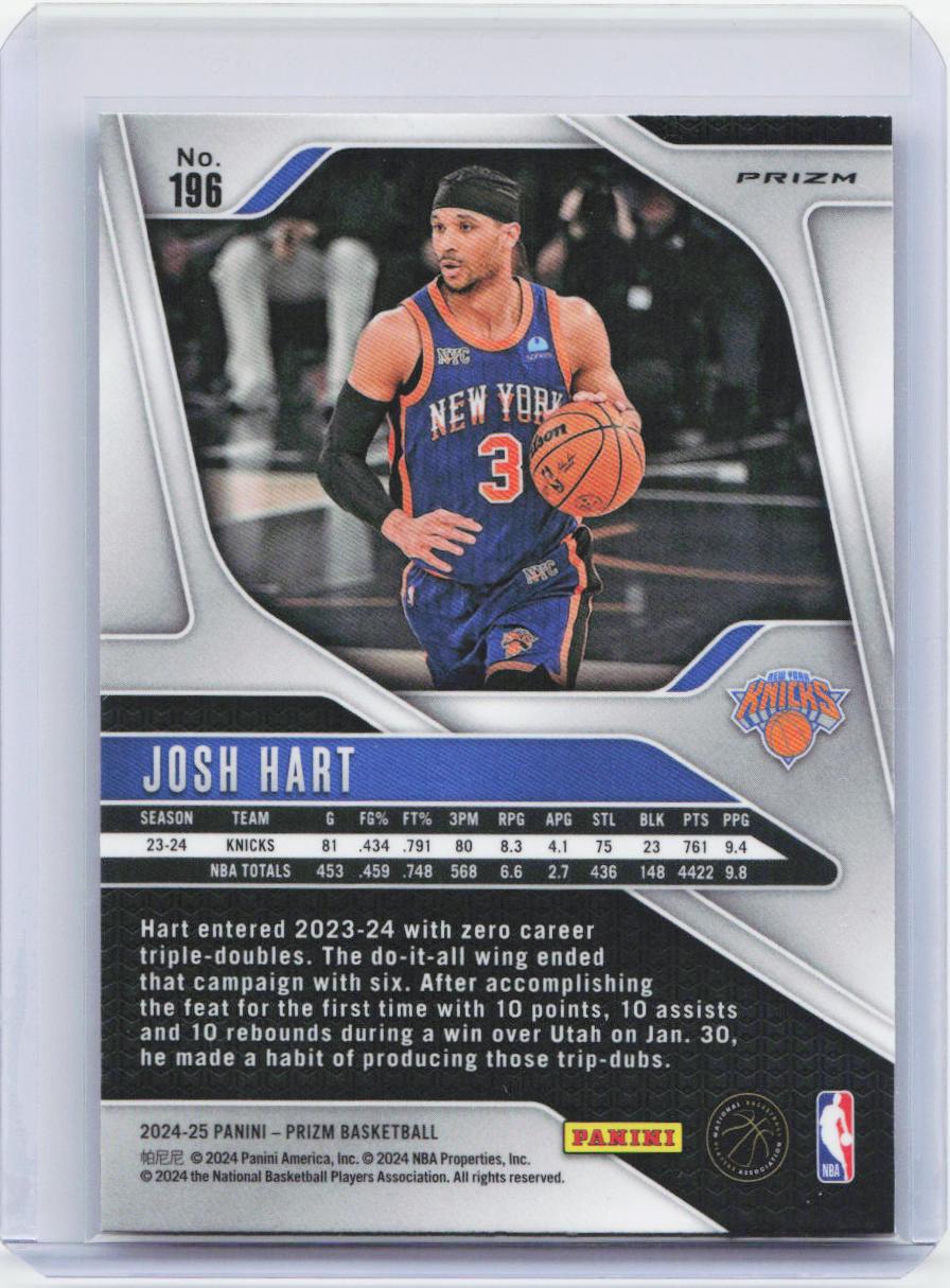 2024-25 Panini Prizm #196 Josh Hart Prizms Pink Ice
