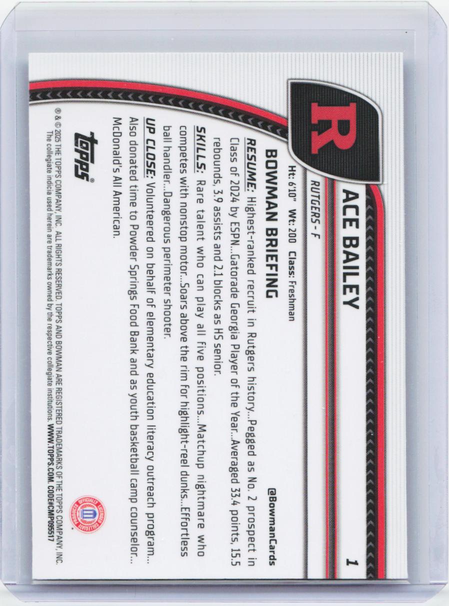 2024-25 Bowman University Chrome #1 Ace Bailey