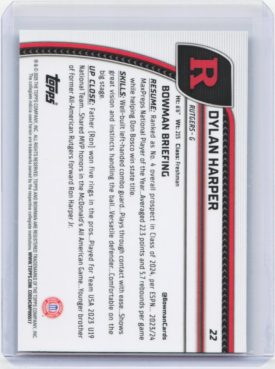 2024-25 Bowman University Chrome #22 Dylan Harper