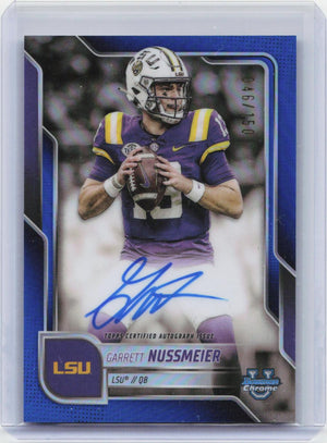 2025 Bowman U #BCA-GN Garrett Nussmeier Prospect Autographs Blue Refractor #/150