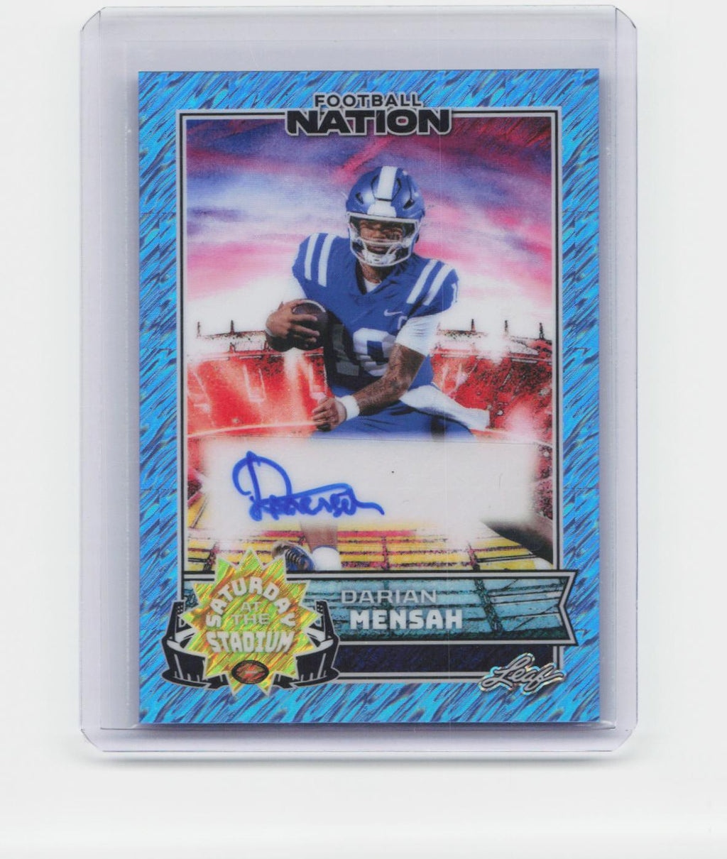 2025 Leaf Football -  Auto Shimmer Platinum Blue #SA-DM1 Darian Mensah #/3