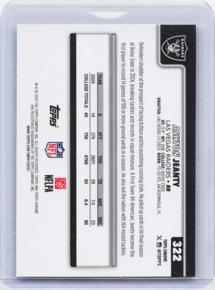 2025 Topps Chrome #322 Ashton Jeanty