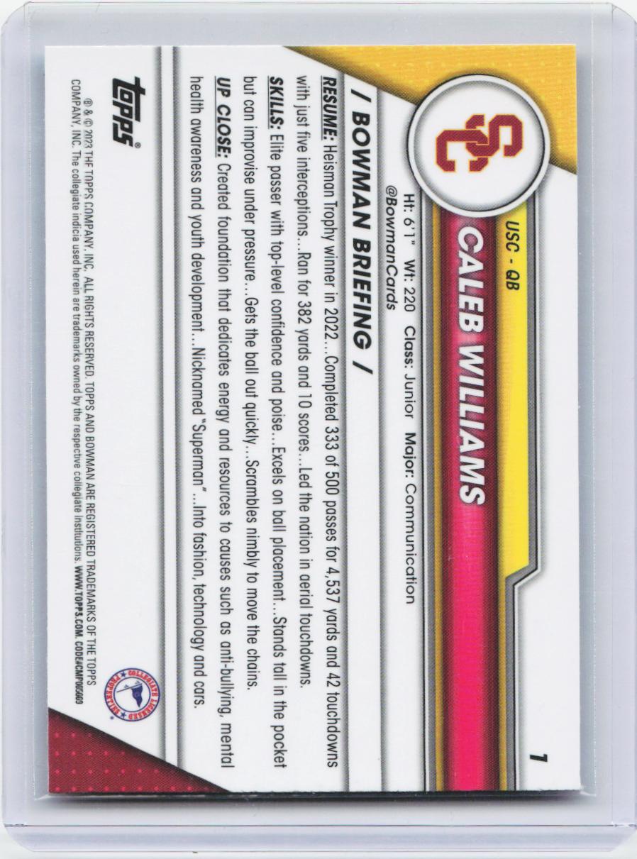 2023 Bowman University Chrome #1 Caleb Williams