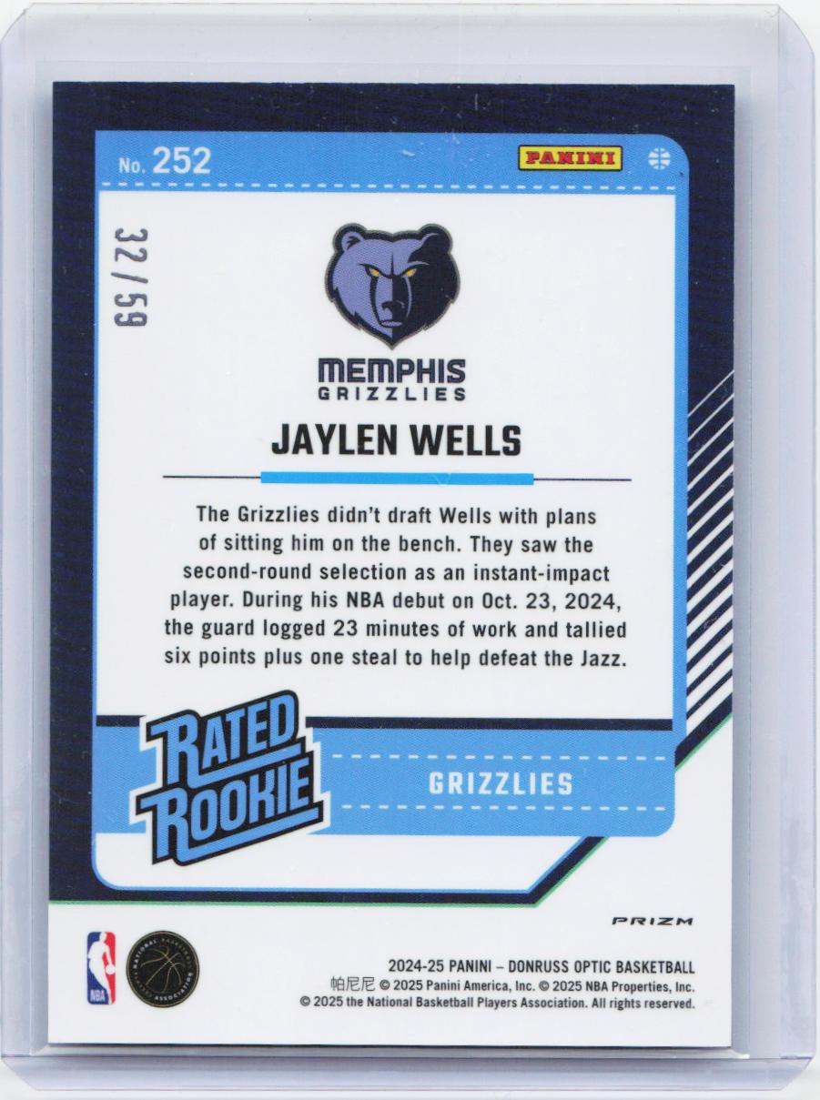 2024-25 Donruss Optic #252 Jaylen Wells White Velocity #/59