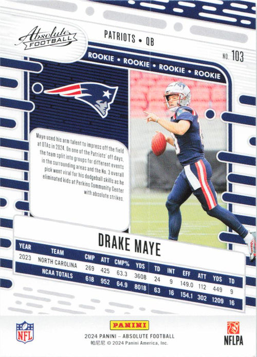 2024 Panini Absolute #103 Drake Maye Retail