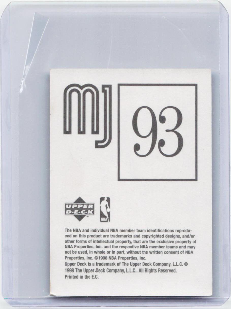 1998 Upper Deck Michael Jordan Stickers #93 Michael Jordan