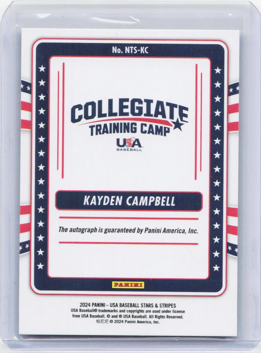 2024 Panini Stars & Stripes USA Baseball #NTS-KC Kayden Campbell Signatures