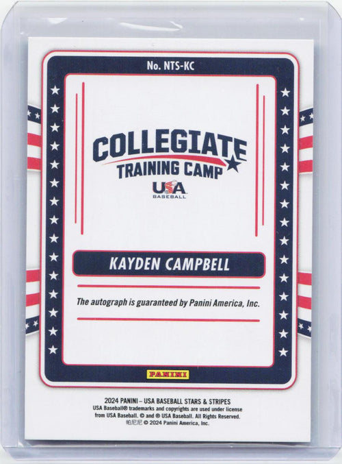 2024 Panini Stars & Stripes USA Baseball #NTS-KC Kayden Campbell Signatures