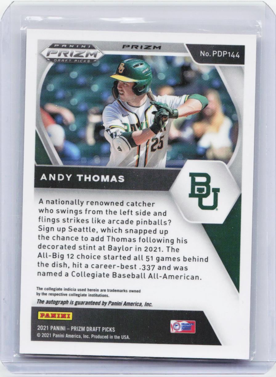 2021 Panini Prizm Draft Picks #PDP144 Andy Thomas Autographs Pink Velocity Prizm