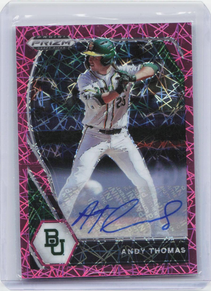 2021 Panini Prizm Draft Picks #PDP144 Andy Thomas Autographs Pink Velocity Prizm