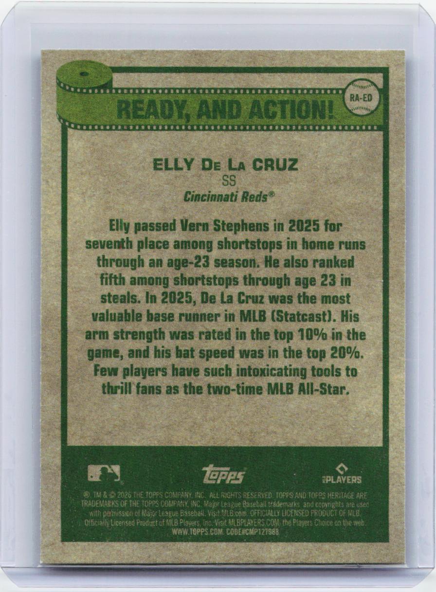 2026 Topps Heritage #RA-ED Elly De La Cruz Ready, and Action!