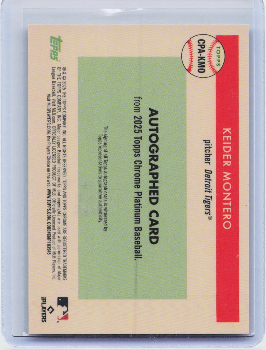 2025 Topps Chrome Platinum #CPA-KMO Keider Montero Chrome Platinum Autographs