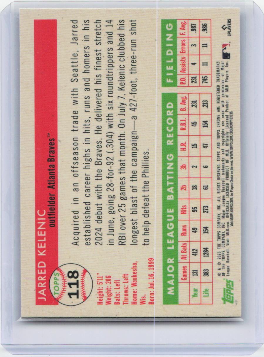2025 Topps Chrome Platinum #118 Jarred Kelenic Platinum Rose Gold Refractor #/75