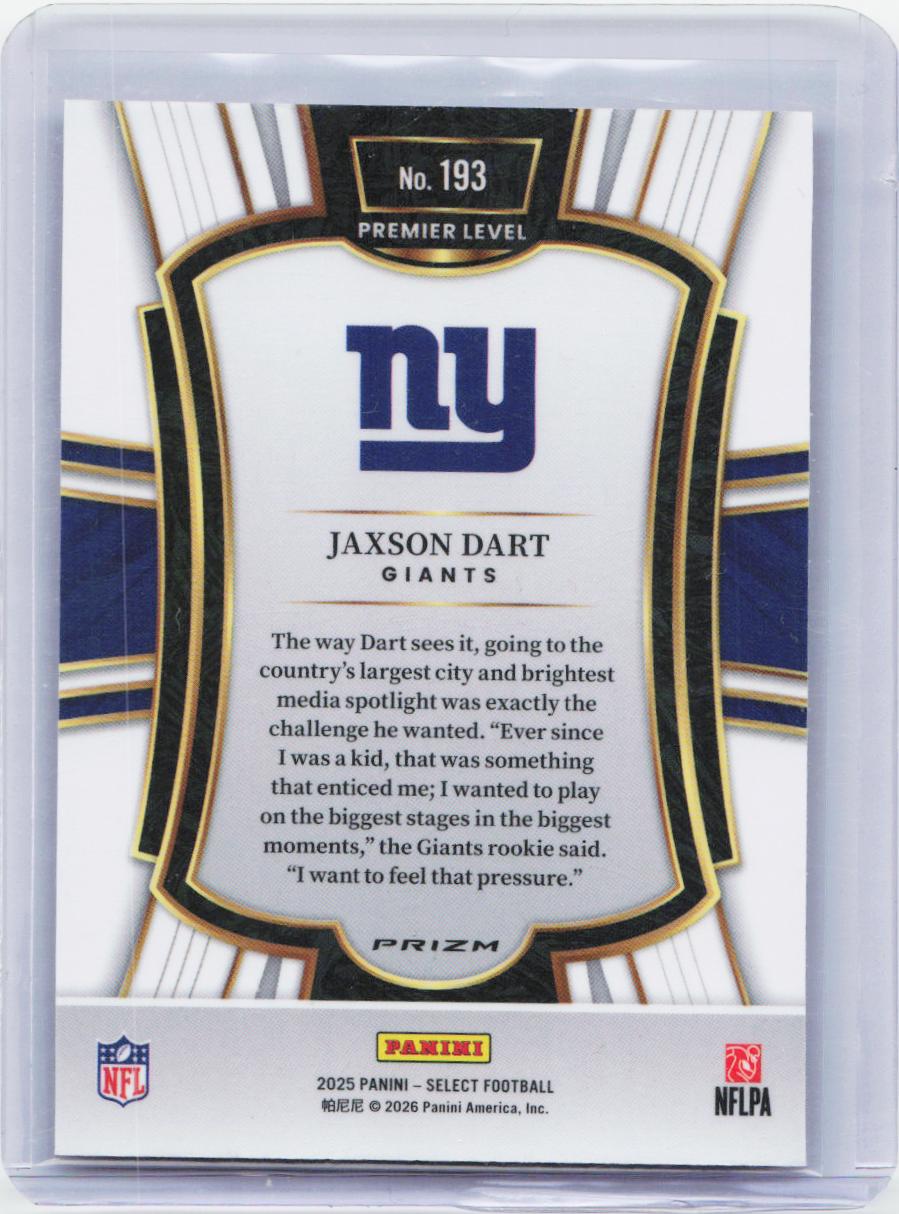 2025 Panini Select #193 Jaxson Dart Pink Prizm Shock