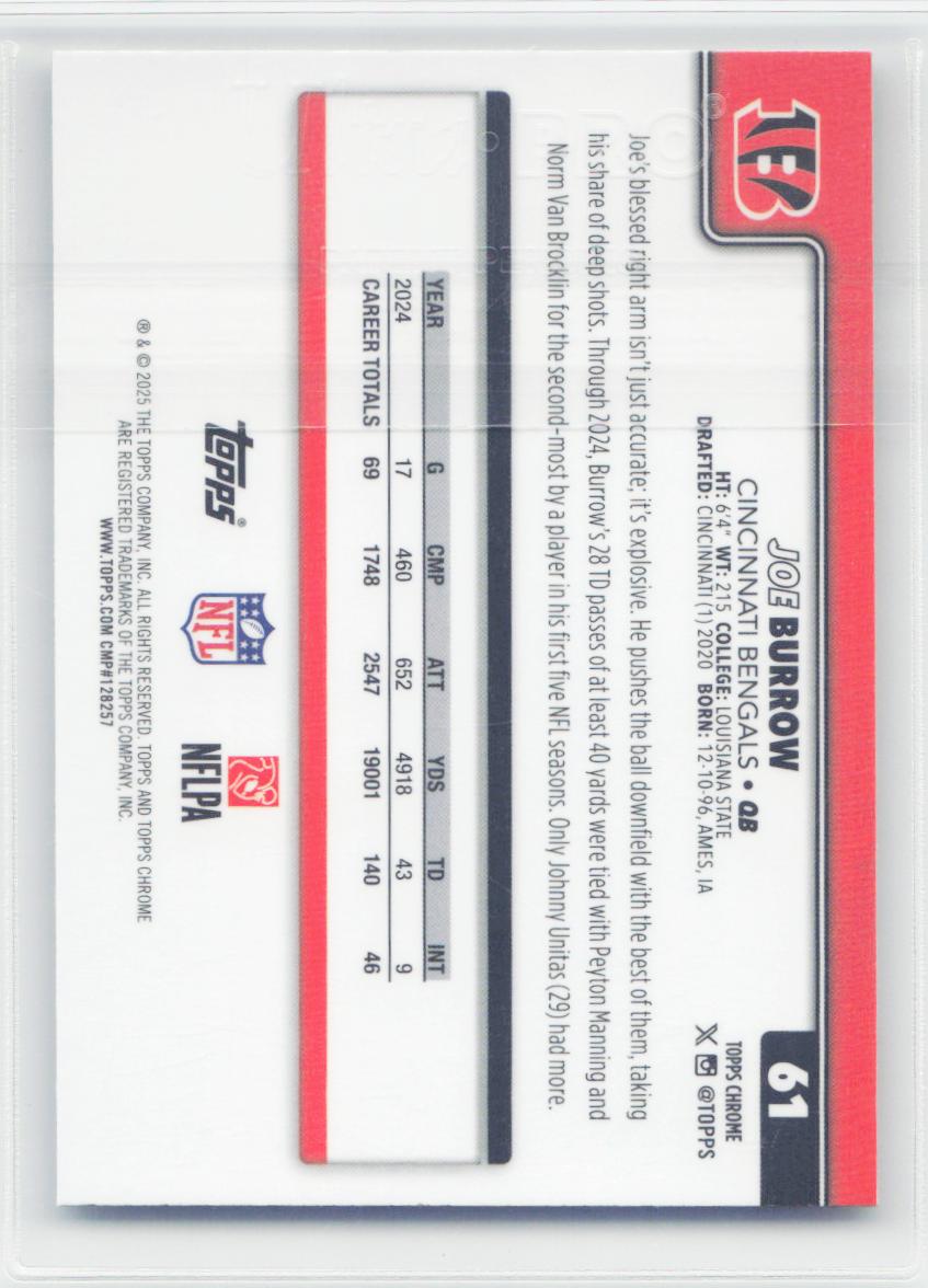 2025 Topps Chrome #61 Joe Burrow X-Fractor