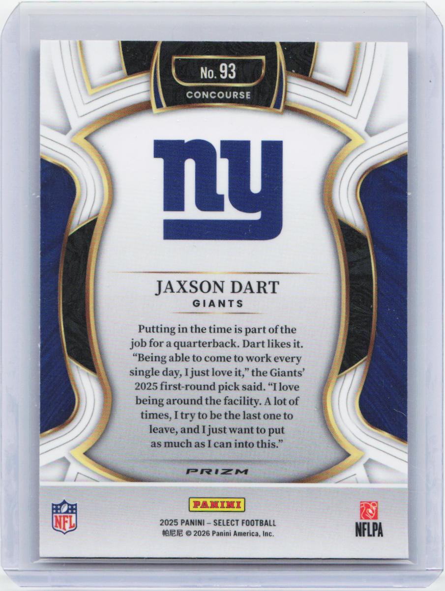 2025 Panini Select #93 Jaxson Dart Pink Prizm Shock