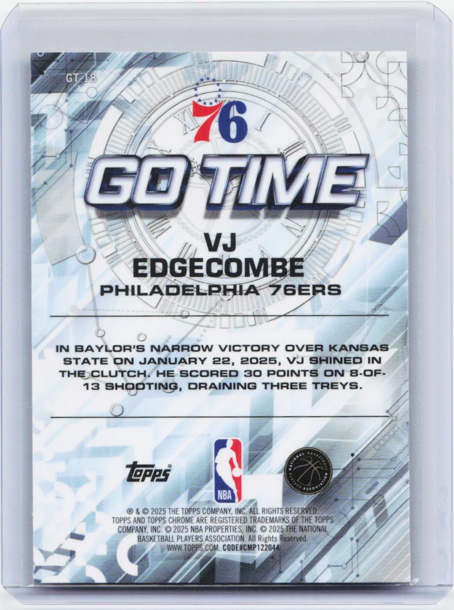 2025-26 Topps Chrome #GT-18 VJ Edgecombe Go Time