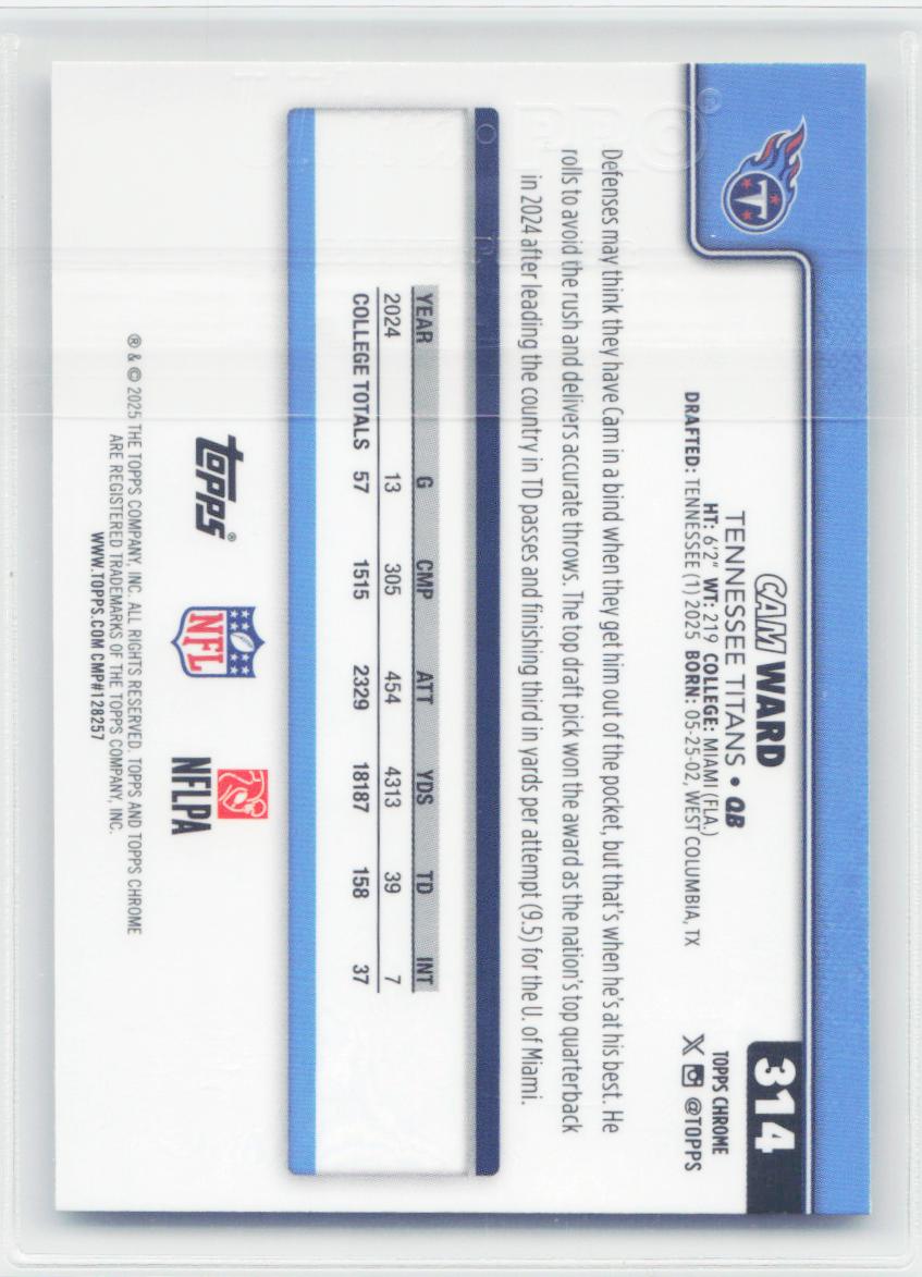 2025 Topps Chrome #314 Cam Ward