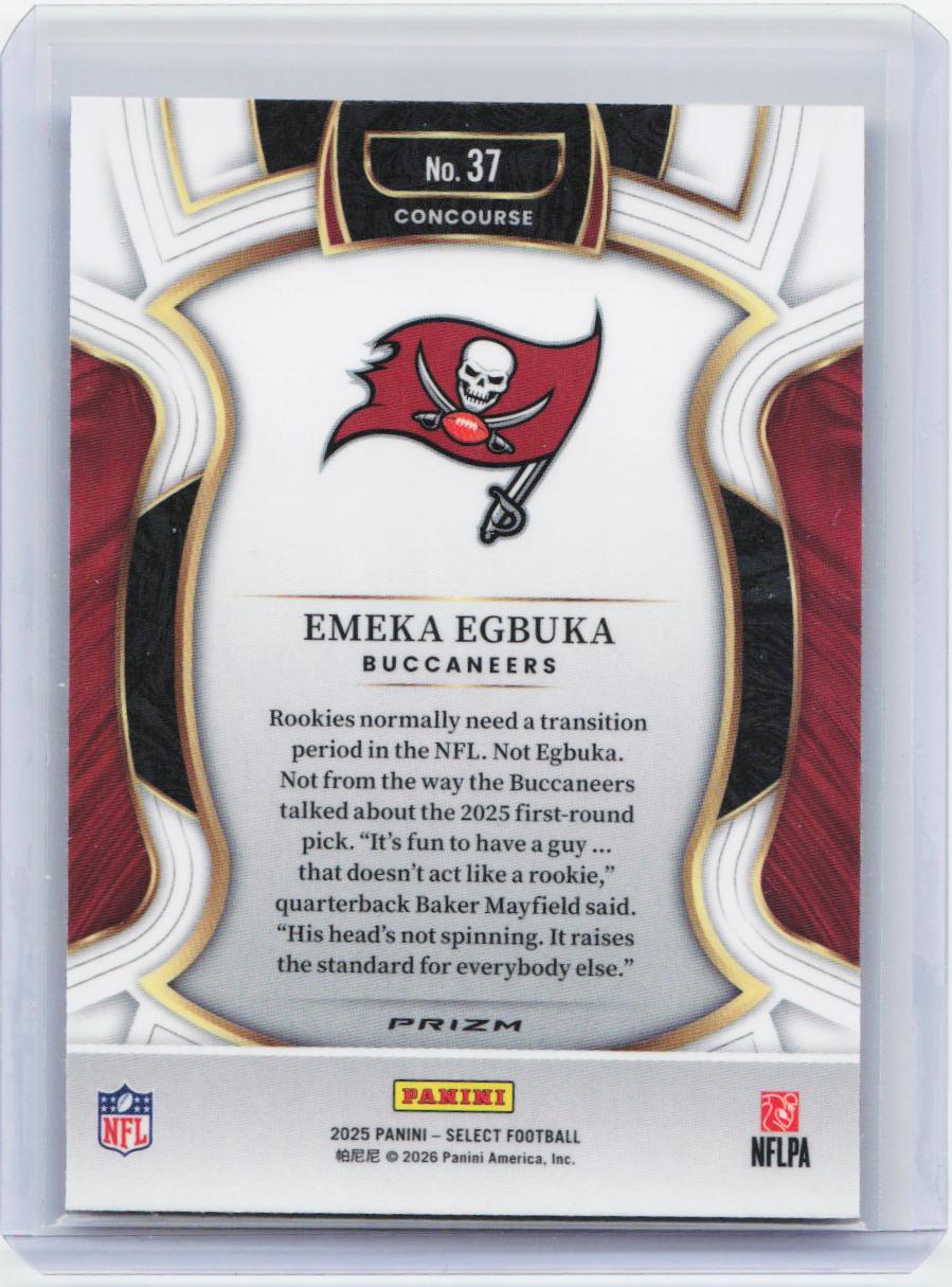 2025 Panini Select #37 Emeka Egbuka Red and Blue Prizm Shock