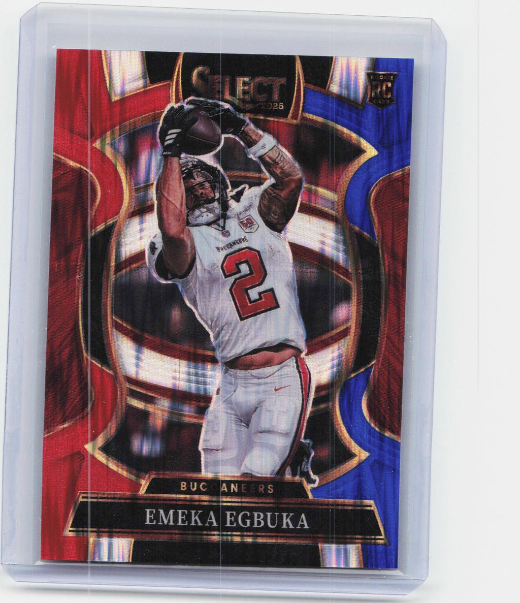 2025 Panini Select #37 Emeka Egbuka Red and Blue Prizm Shock