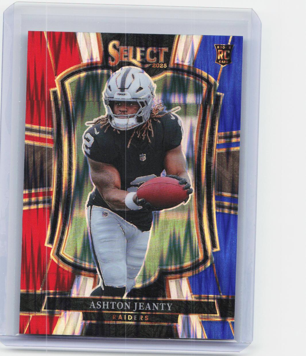 2025 Panini Select #104 Ashton Jeanty Red and Blue Prizm Shock