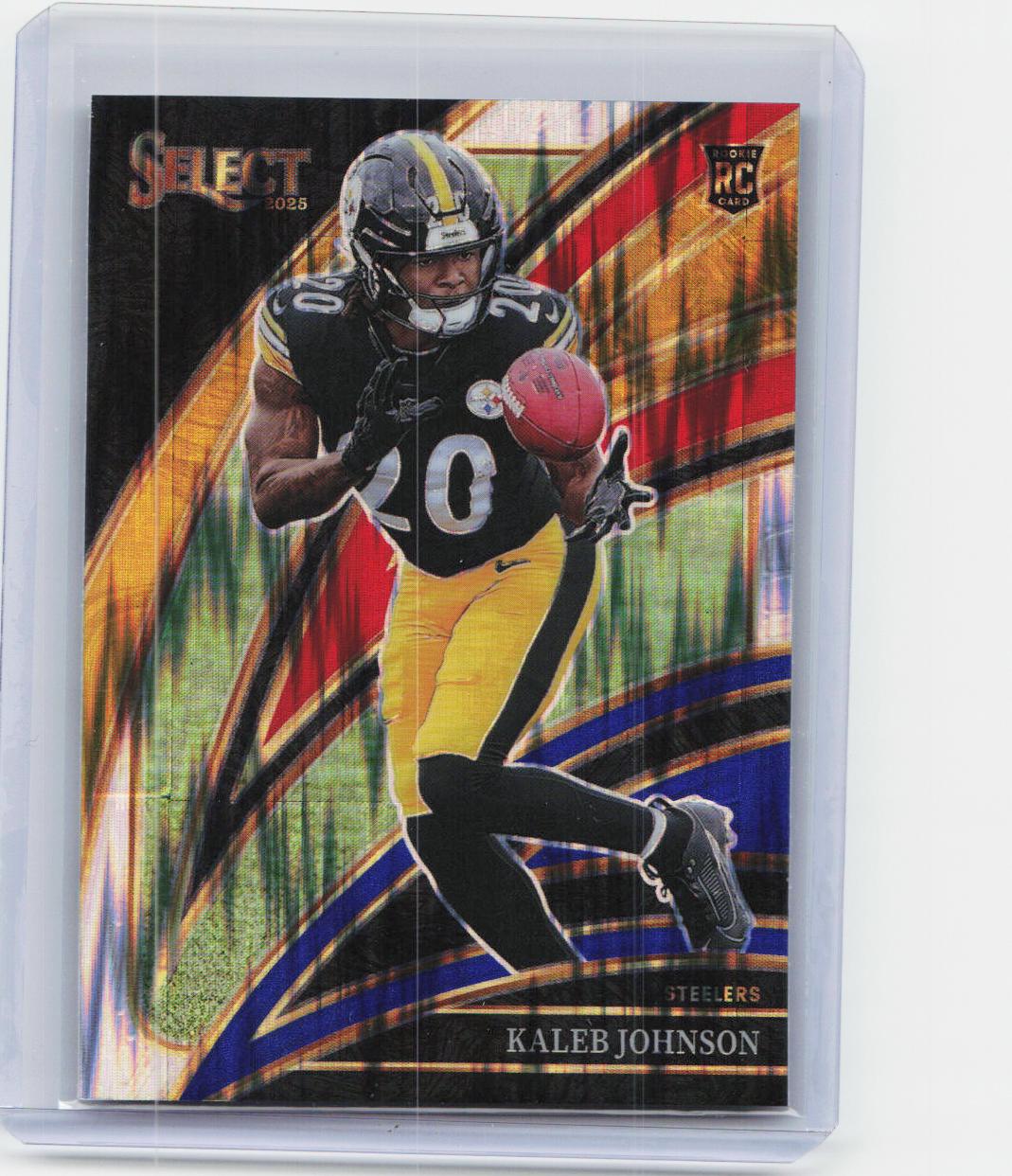 2025 Panini Select #252 Kaleb Johnson Black and Blue Prizm Shock