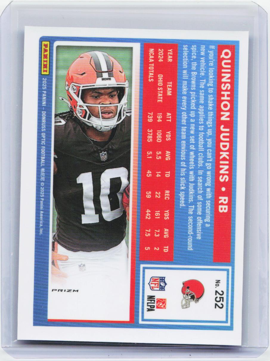 2025 Donruss Optic #252 Quinshon Judkins Blue Hyper