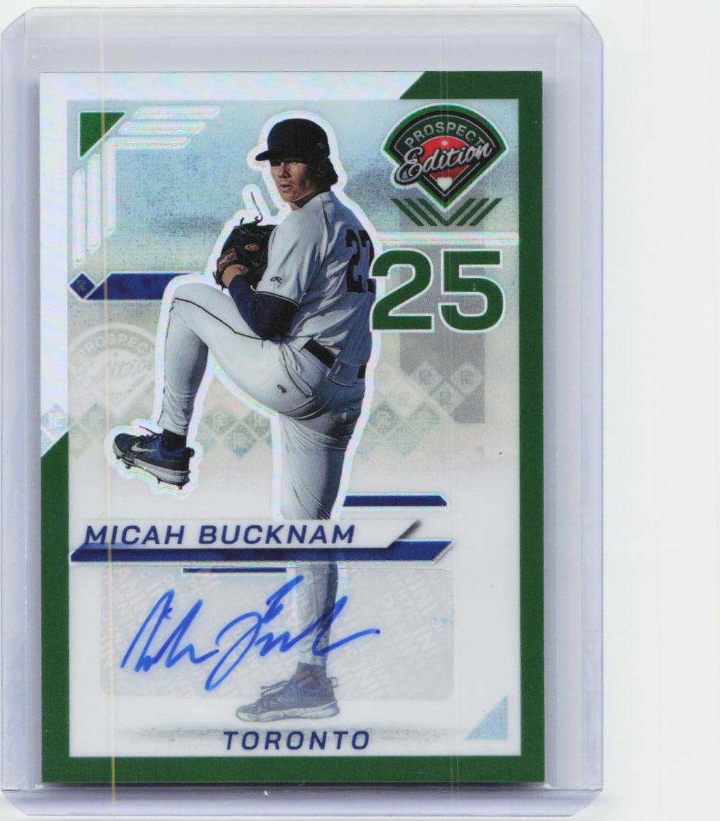 2025 Panini Prospect Edition #142 Micah Bucknam Holo Ticket Signatures - Green