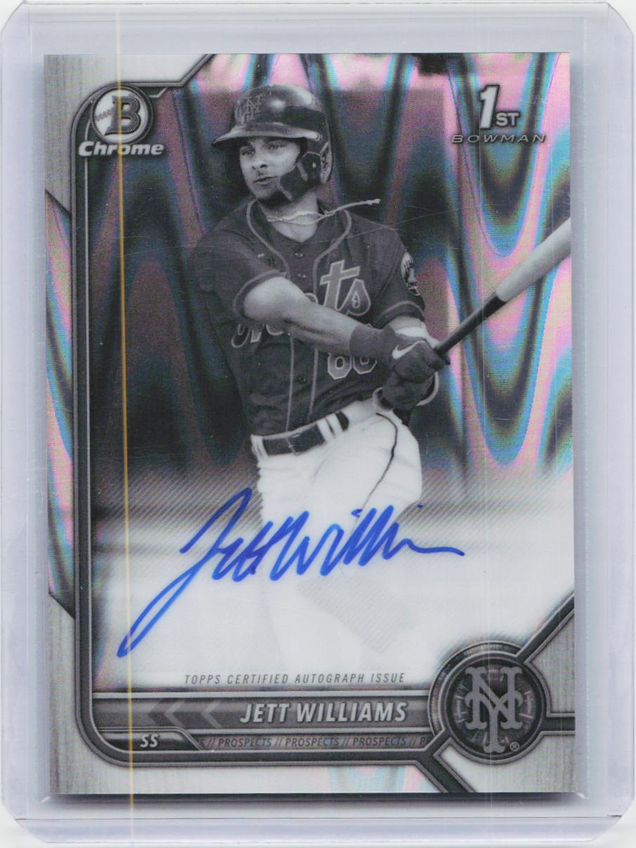 2022 Bowman Draft #CDA-JWS Jett Williams Draft Autographs Black & White RayWave