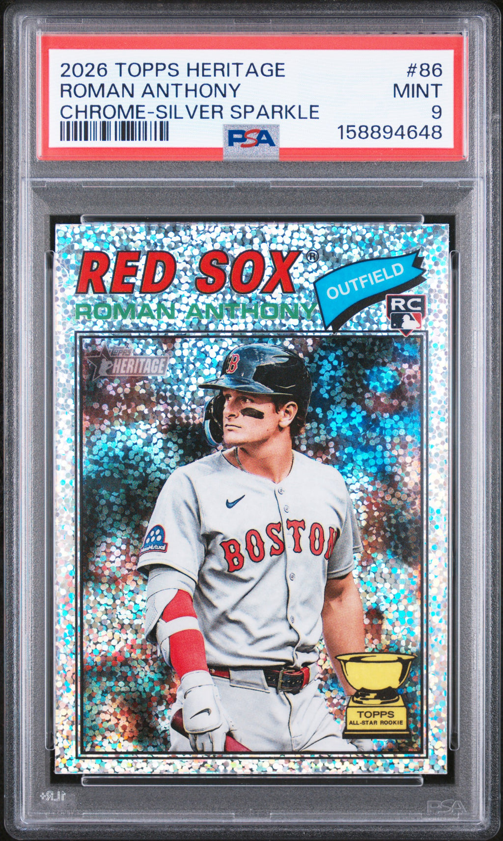2026 Topps Heritage #86 Roman Anthony Chrome-Silver Sparkle PSA 9