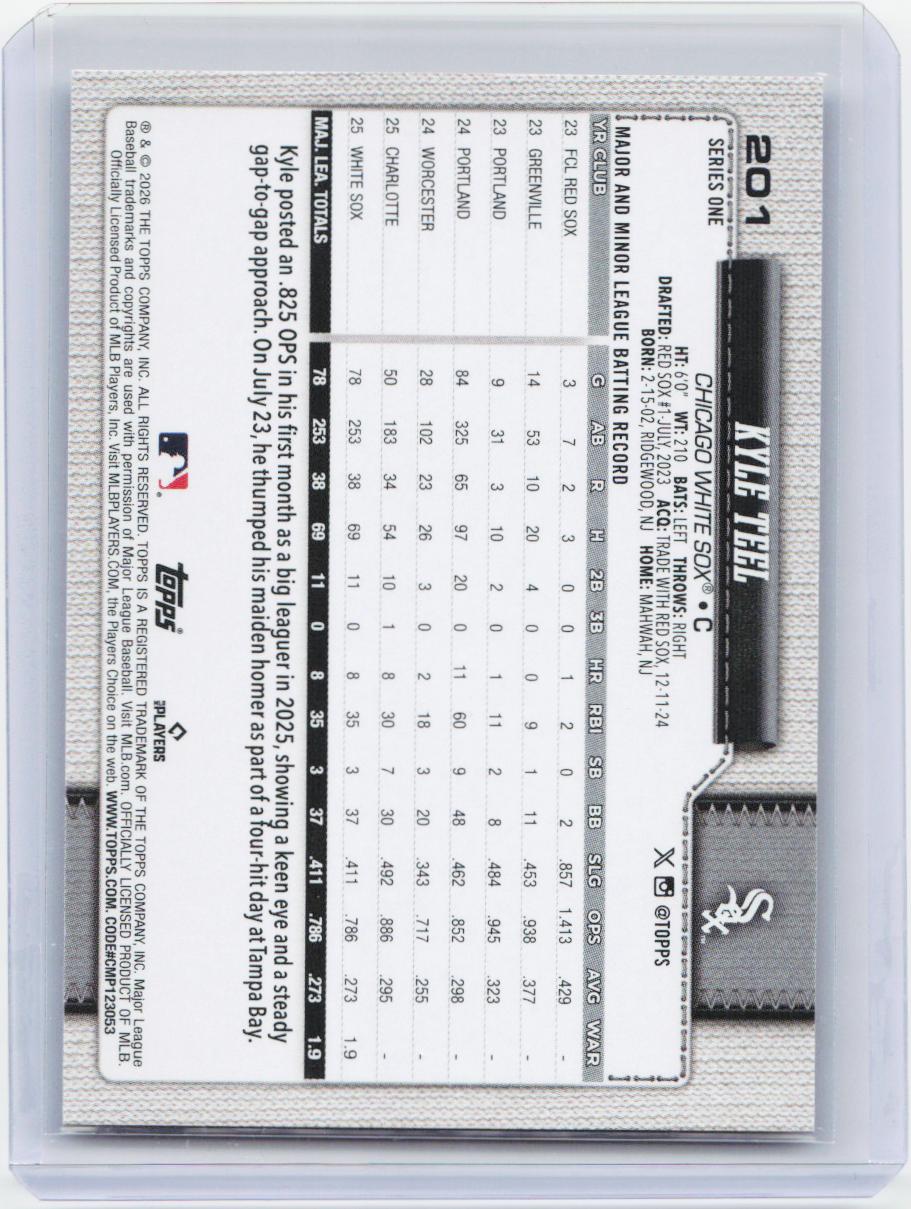 2026 Topps #201 Kyle Teel Spring Training