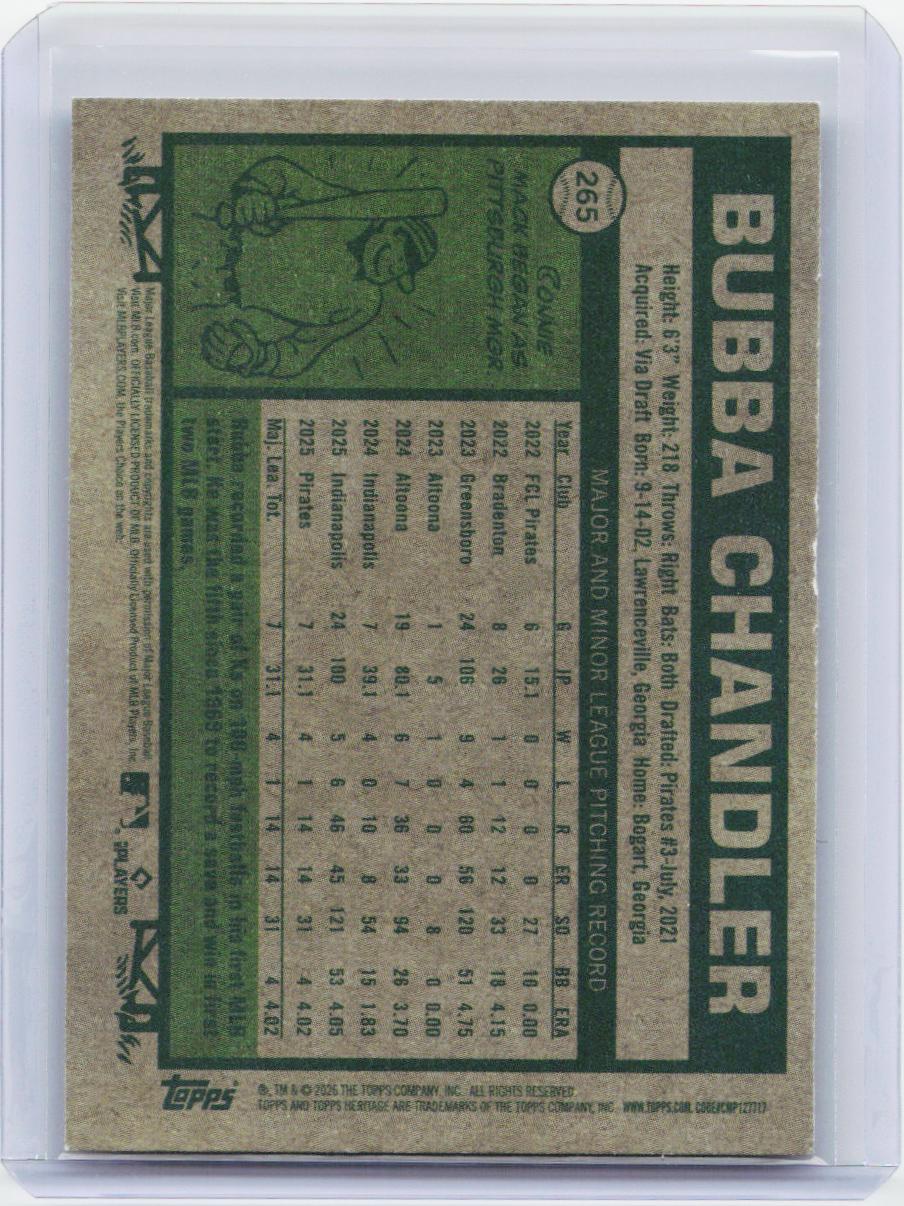 2026 Topps Heritage #265 Bubba Chandler