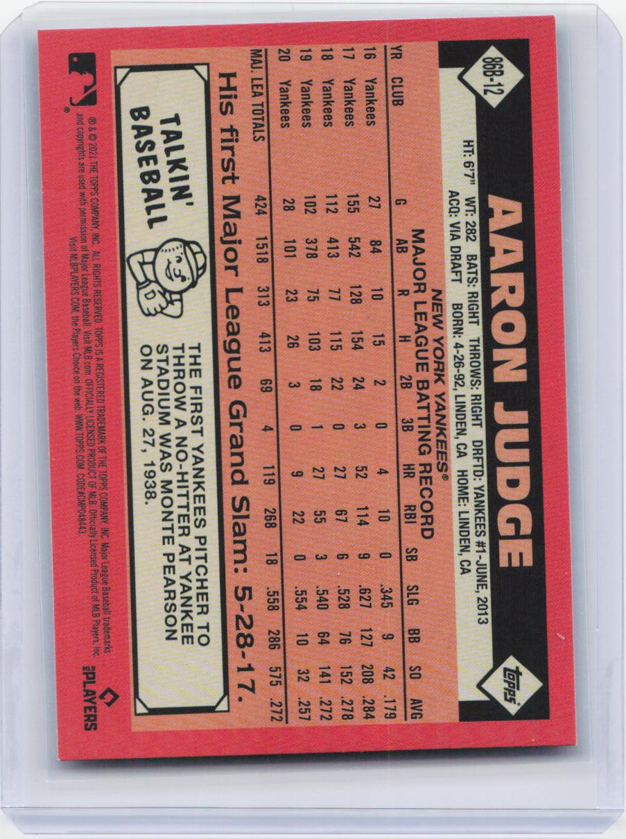2021 Topps Update #86B-12 Aaron Judge 1986 Topps Baseball 35th Anniversary