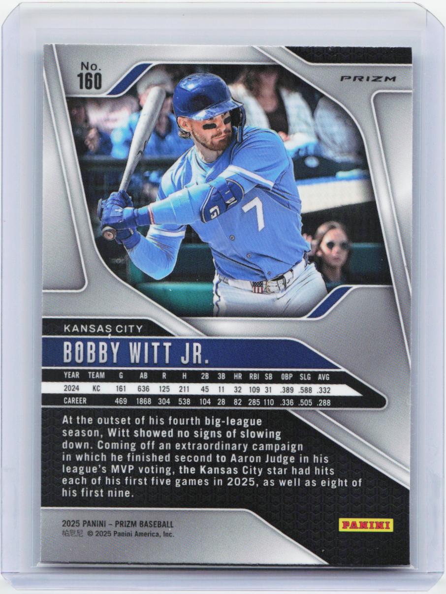 2025 Panini Prizm #160 Bobby Witt Jr. Silver Prizms
