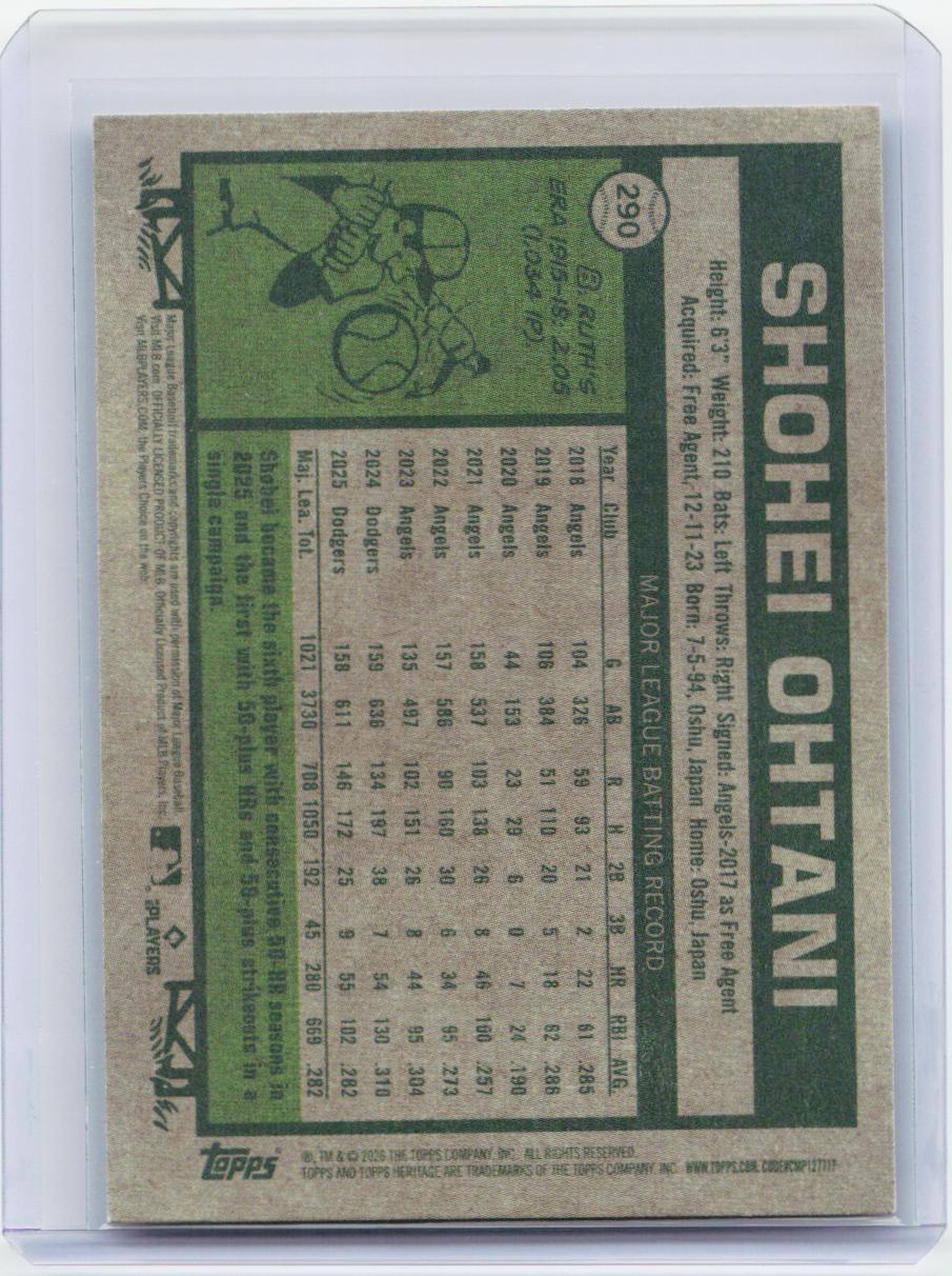 2026 Topps Heritage #290 Shohei Ohtani