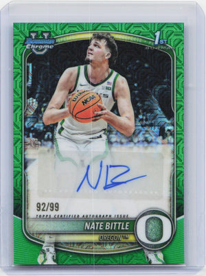 2025-26 Bowman #CPA-NI Nate Bittle Chrome Prospect Autographs Green #/99