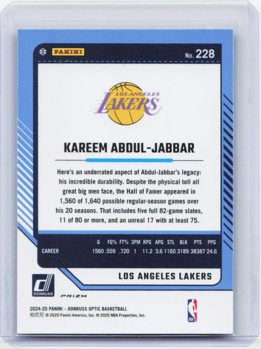 2024-25 Donruss Optic #228 Kareem Abdul-Jabbar Hyper Pink