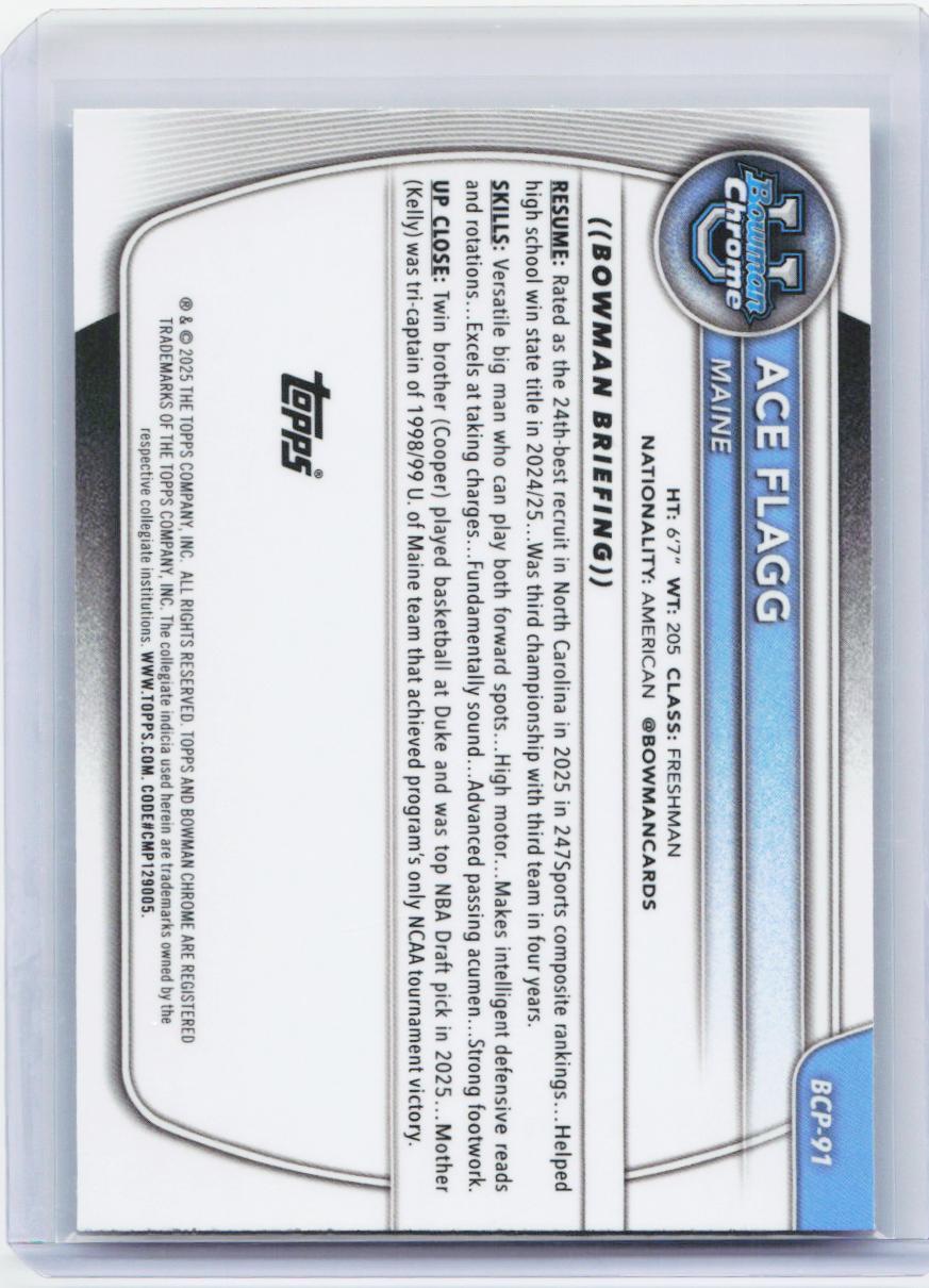 2025-26 Bowman #BCP-91 Ace Flagg Chrome Prospects Mojo Refractor