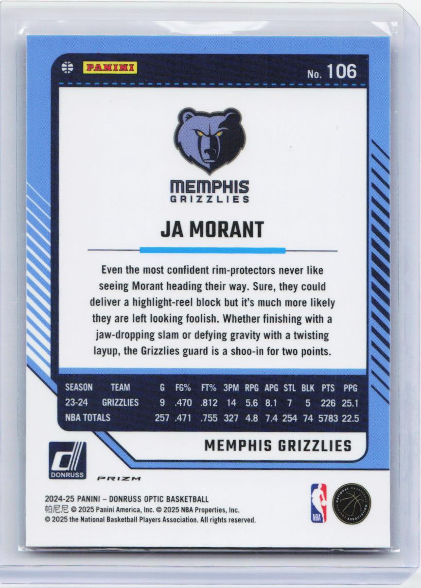 2024-25 Donruss Optic #106 Ja Morant Hyper Pink