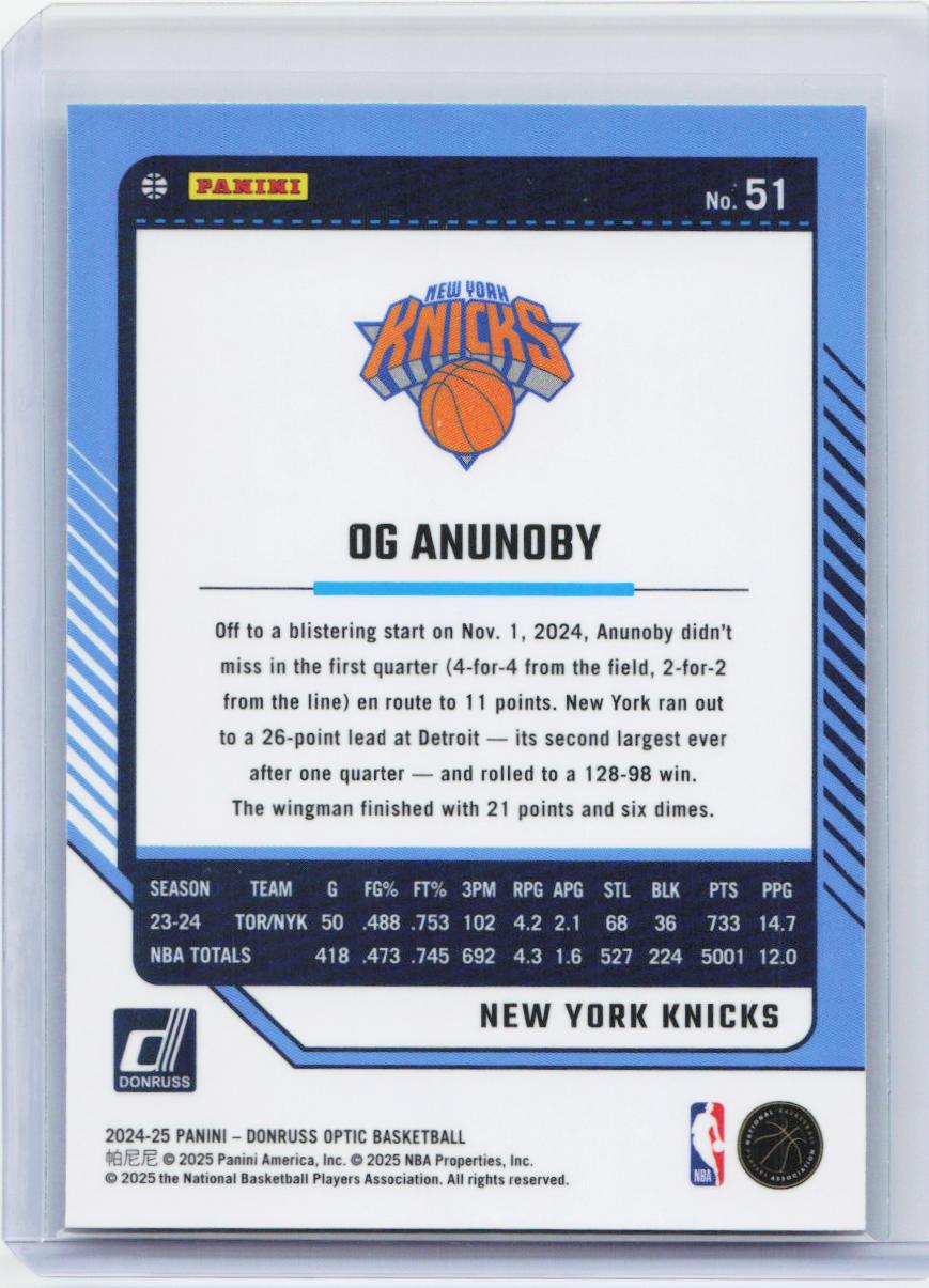 2024-25 Donruss Optic #51 OG Anunoby Holo
