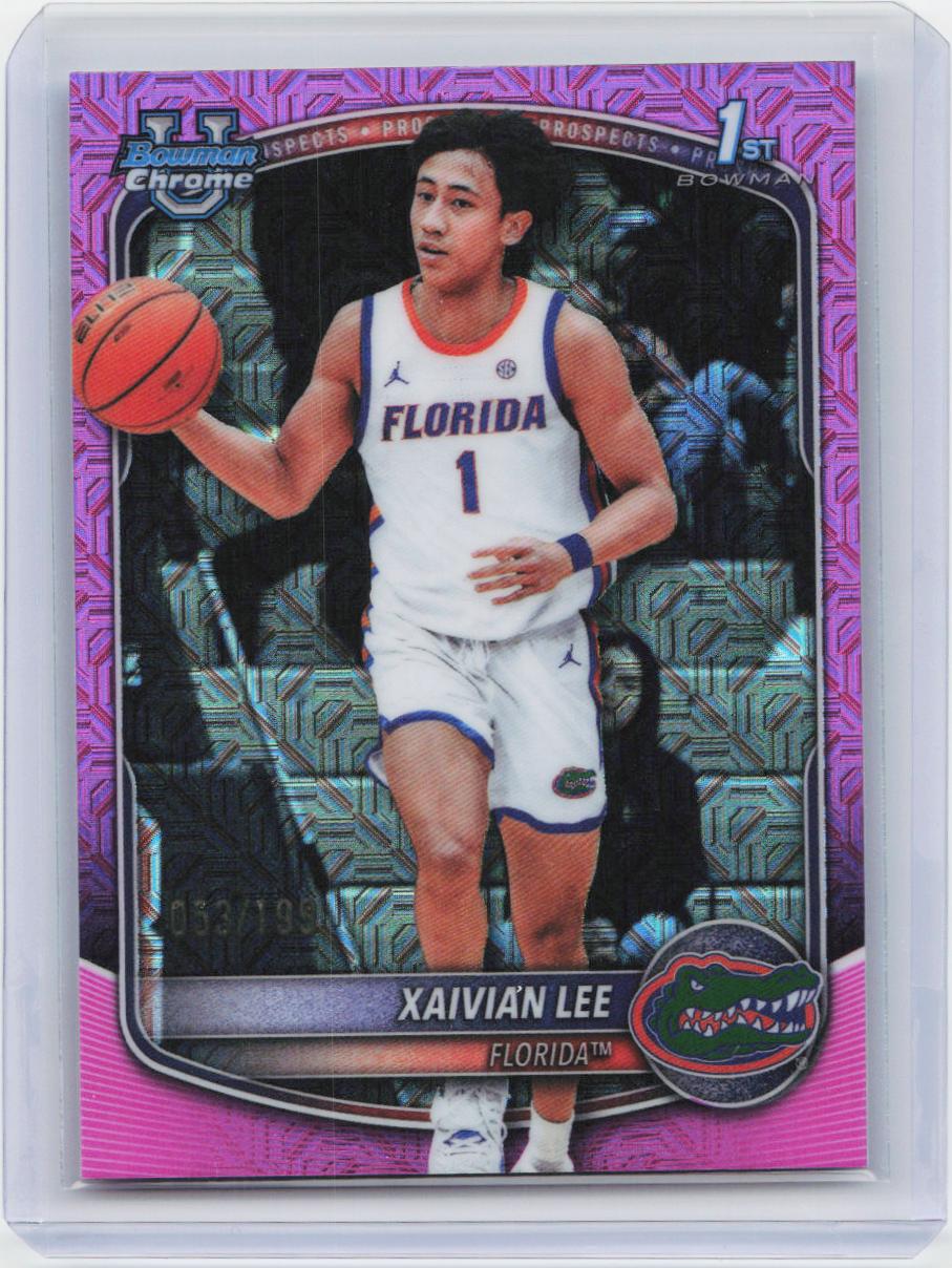 2025-26 Bowman #BCP-28 Xaivian Lee Chrome Prospects Pink Mojo Refractor #/199