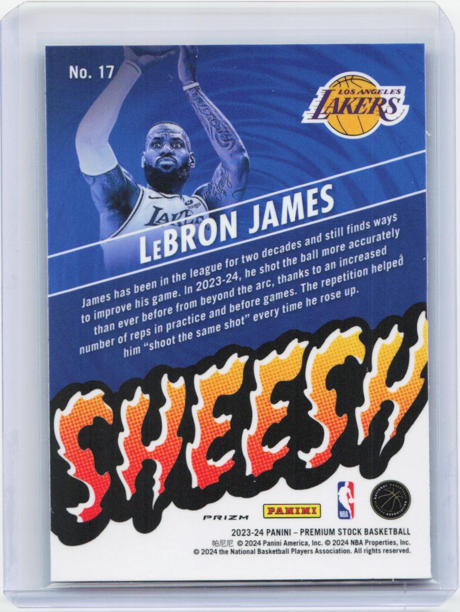 2023-24 Hoops Premium Stock #17 Lebron James Sheesh Silver Prizm