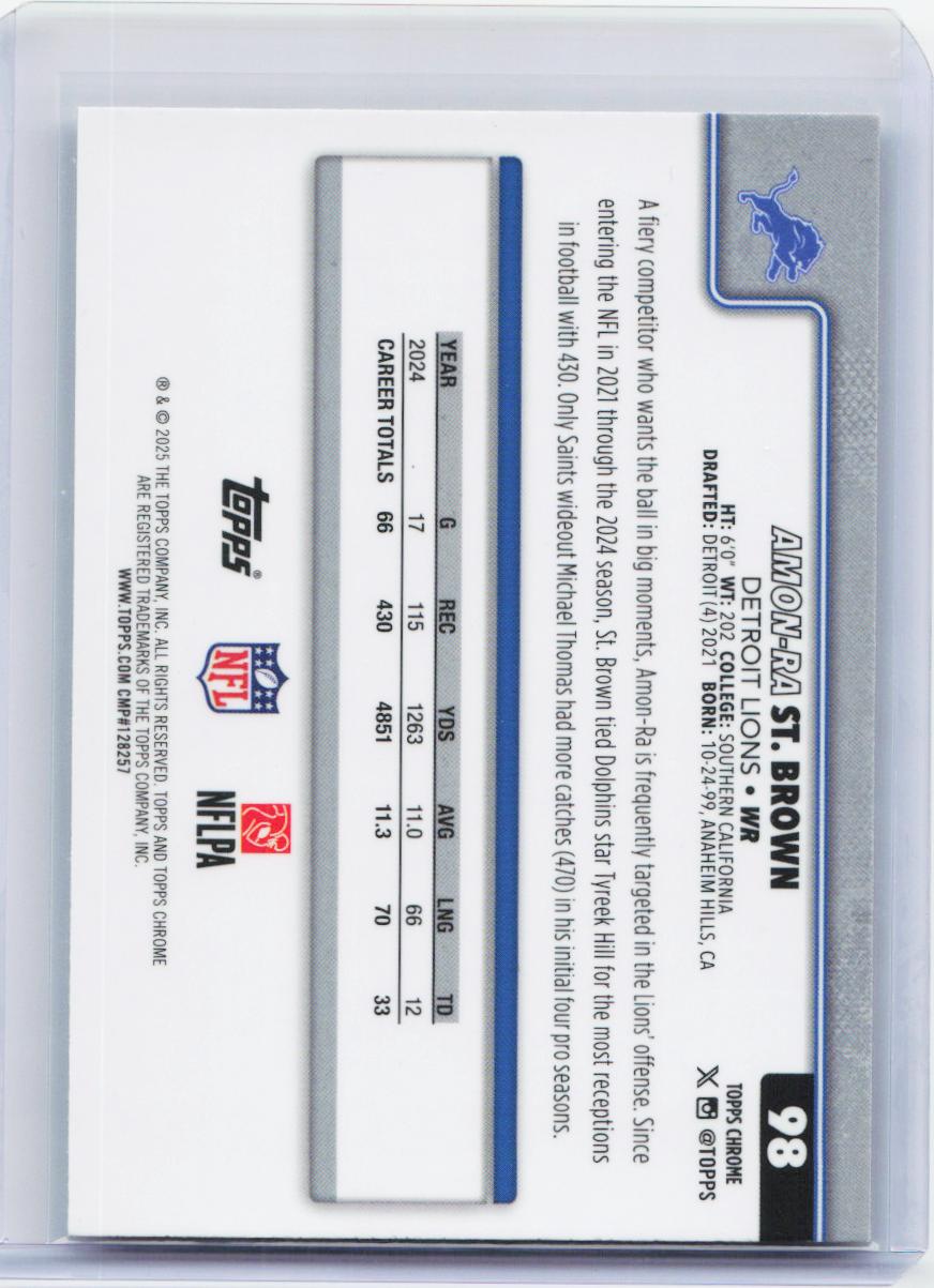 2025 Topps Chrome #98 Amon-Ra St. Brown X-Fractor