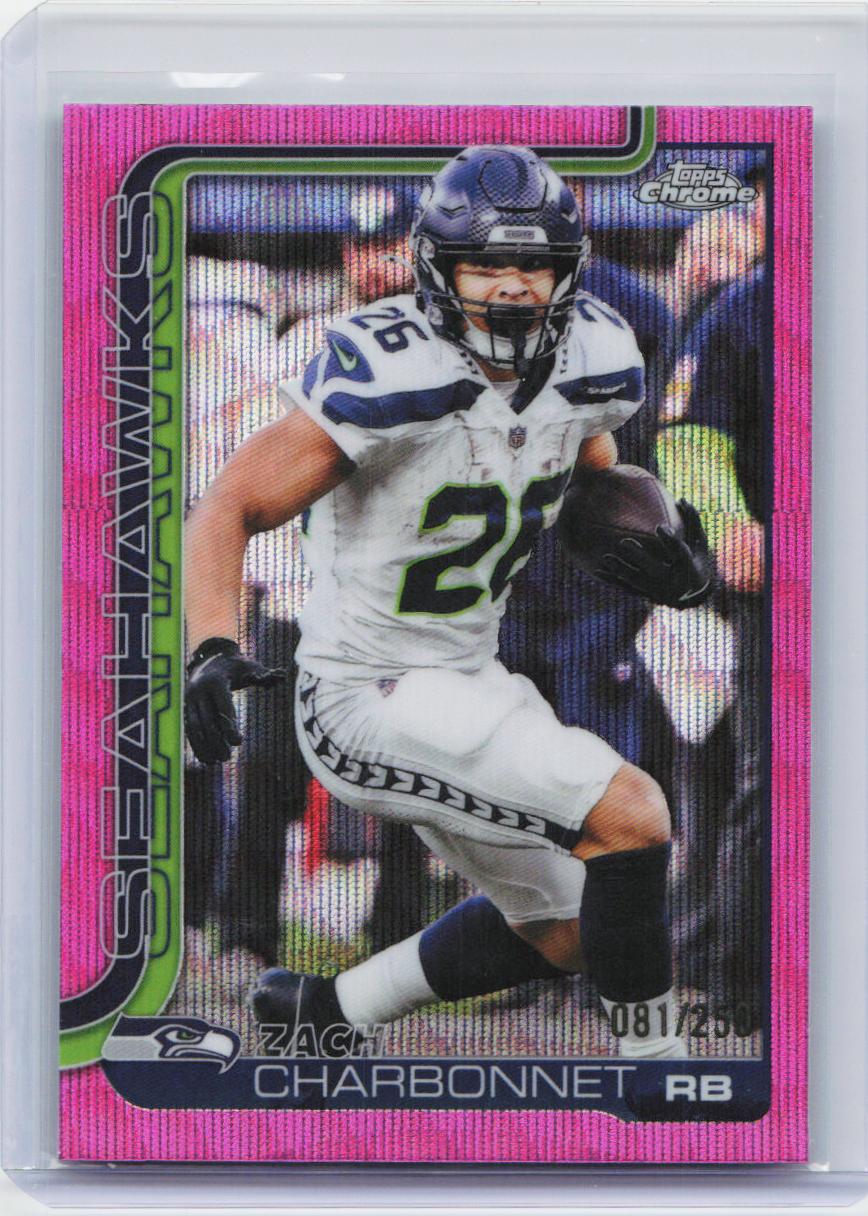 2025 Topps Chrome #279 Zach Charbonnet Pink Wave Refractor #/250