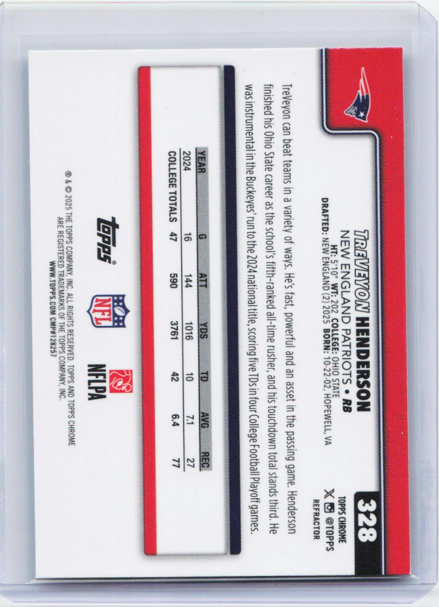 2025 Topps Chrome #328 TreVeyon Henderson Refractor